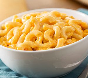 Bowl of creamy mac and cheese.