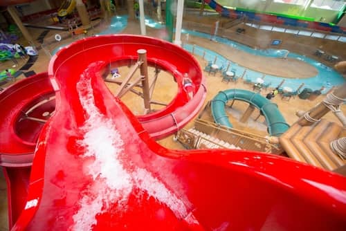 Ariel view of the Great Wolf Lodge indoor water park