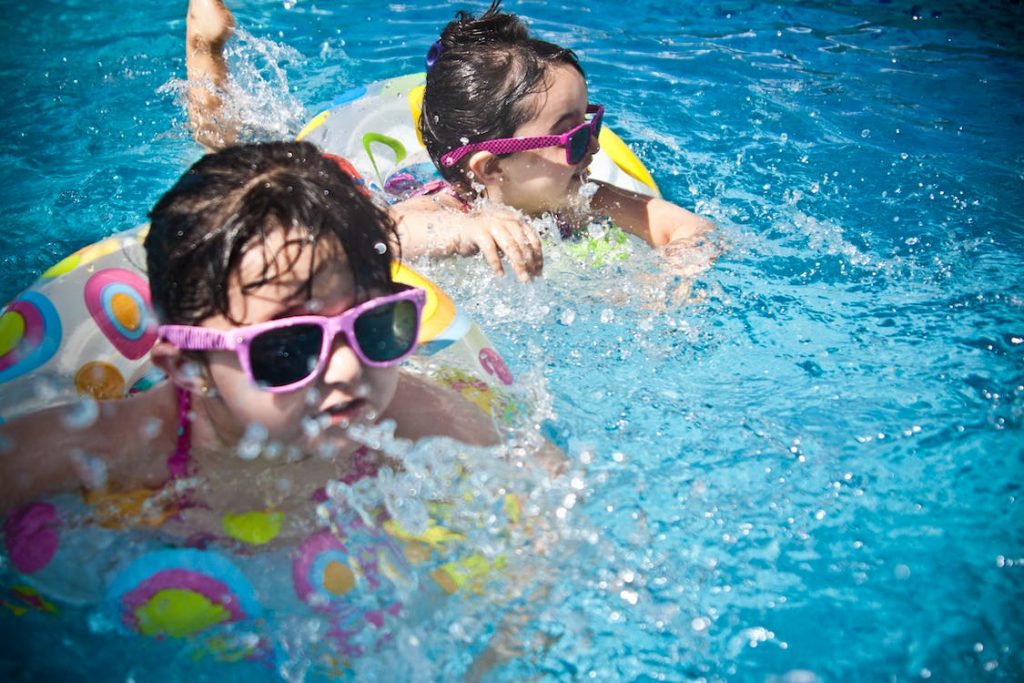 children swimming